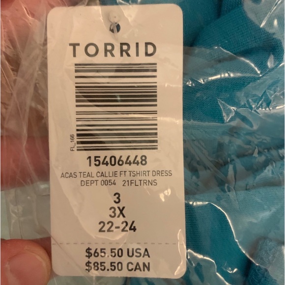 NEW Torrid 3 Off-Shoulder T-Shirt Dress - French Terry Teal - Picture 8 of 8